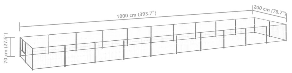 vidaXL Σπιτάκι Σκύλου Ασημί 20 μ² Ατσάλινο