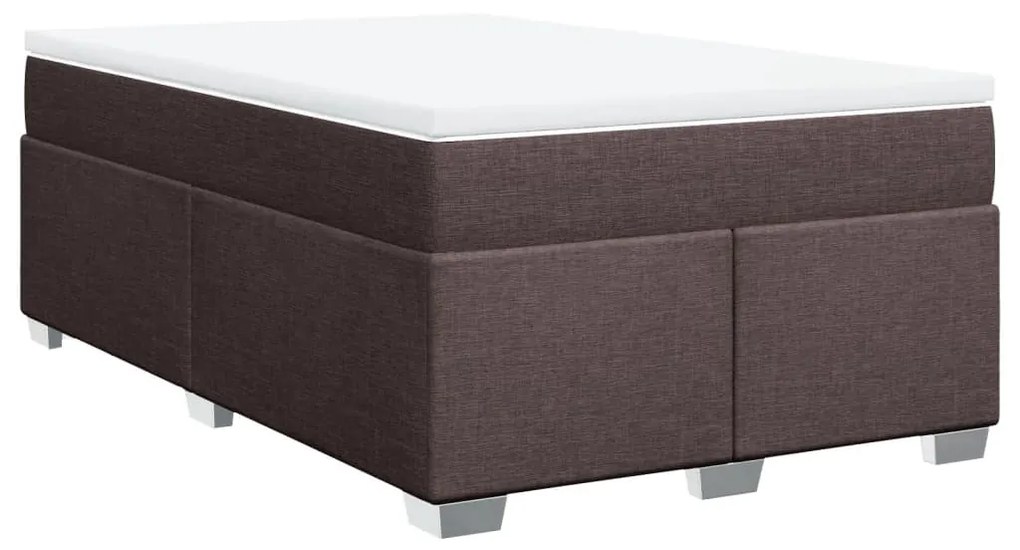 vidaXL Κρεβάτι Boxspring με Στρώμα Σκούρο Καφέ 120x200 εκ. Υφασμάτινο