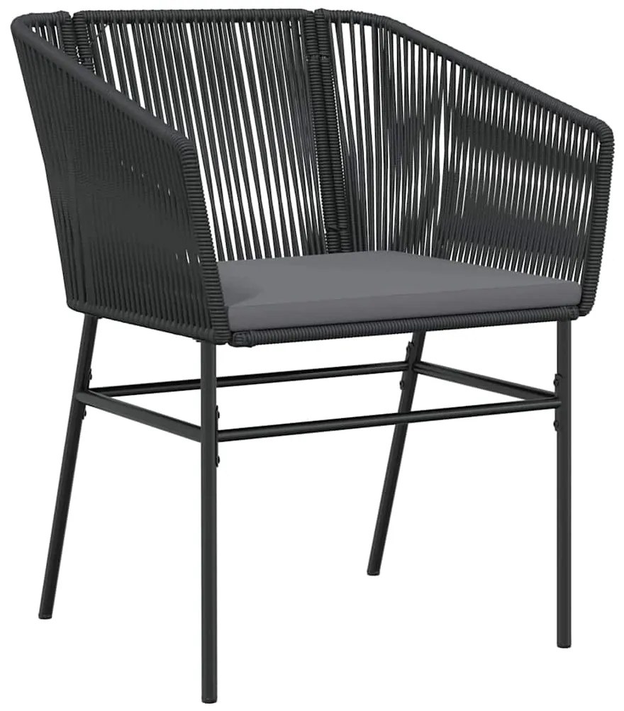 vidaXL Σέτ φαγητού για κήπο 3 pcs Μαύρο Χάλυβας με επίστρωση πούδρας