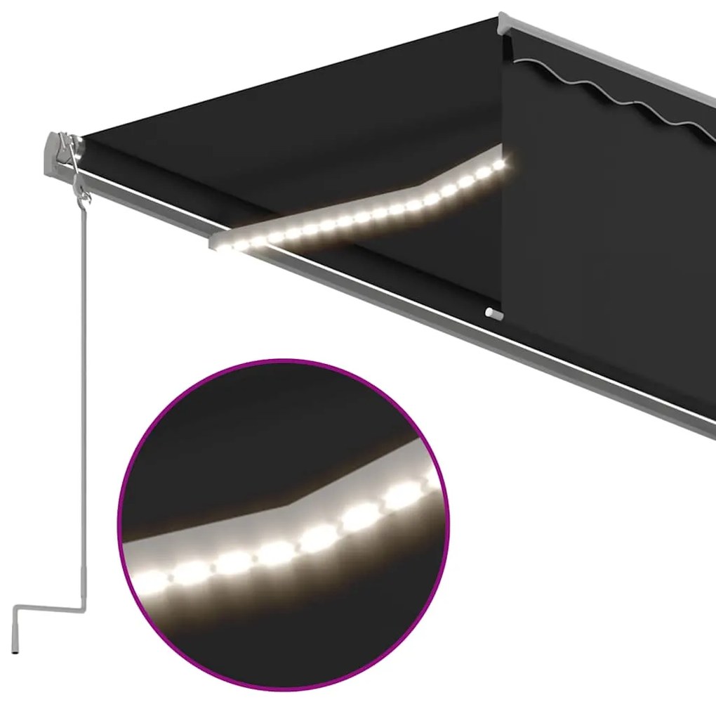 vidaXL Τέντα Αυτόματη με Σκίαστρο/LED/Αισθητήρα Ανέμου Ανθρακί 5x3 μ.