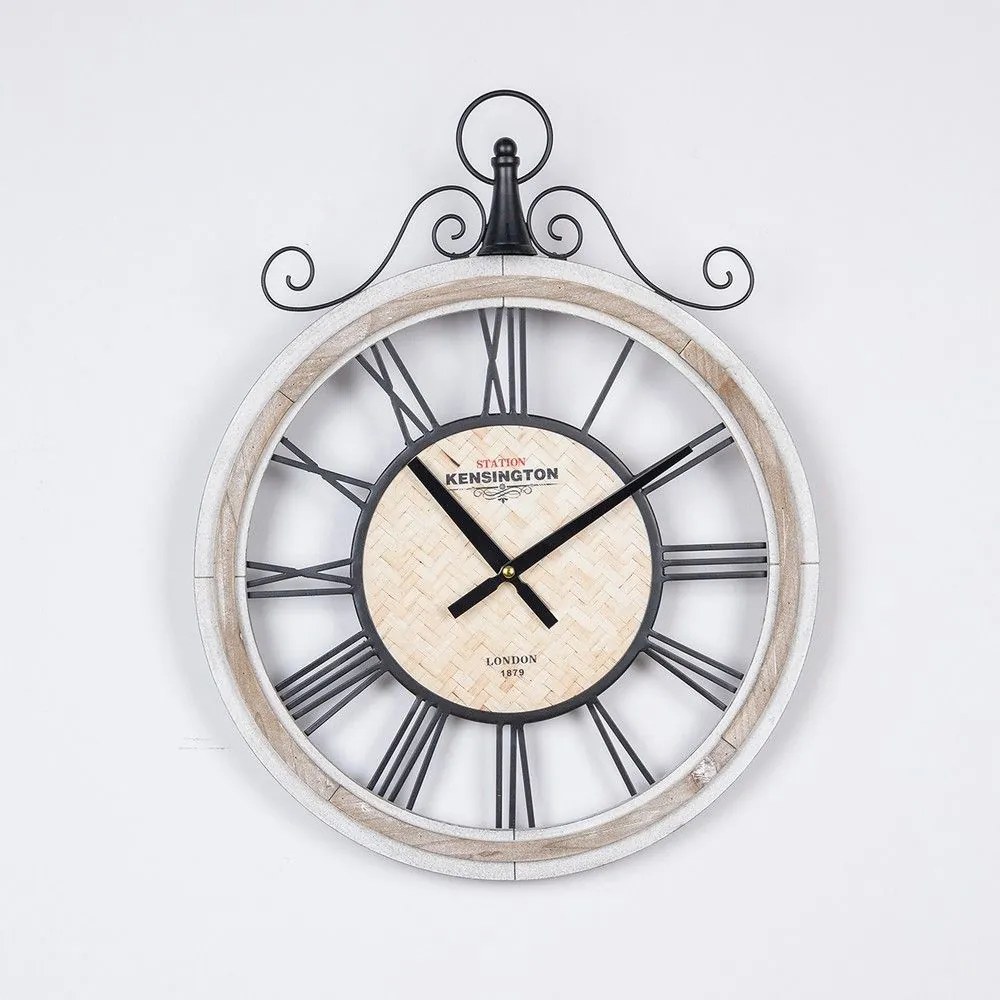 Ρολόι Τοίχου 753-10049 40x4.5x50cm Black-Natural Estheti Home Metal,Wood