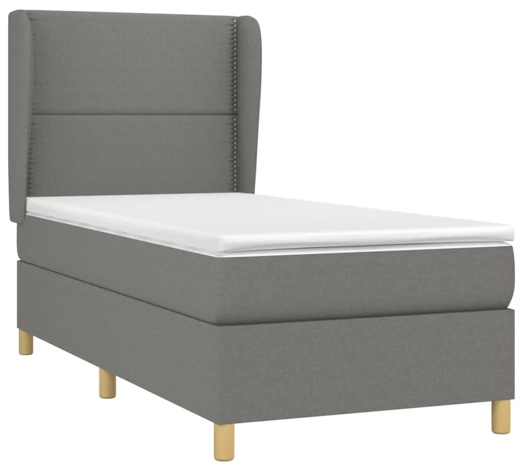 Κρεβάτι Boxspring με Στρώμα Σκούρο Γκρι 80x200 εκ. Υφασμάτινο - Γκρι