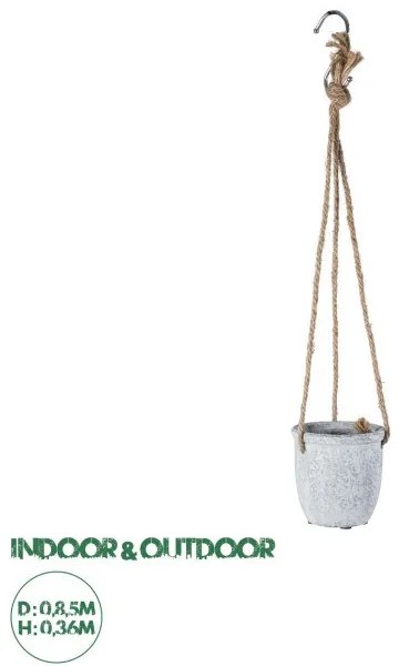 Artificial Garden SCORPIOS 20491 Κρεμαστό Πήλινο Κεραμικό Κασπώ Γλάστρα-Flower Pot Γκρι Φ8.5cm x Υ36cm Globostar-20491-Γκρι 20491
