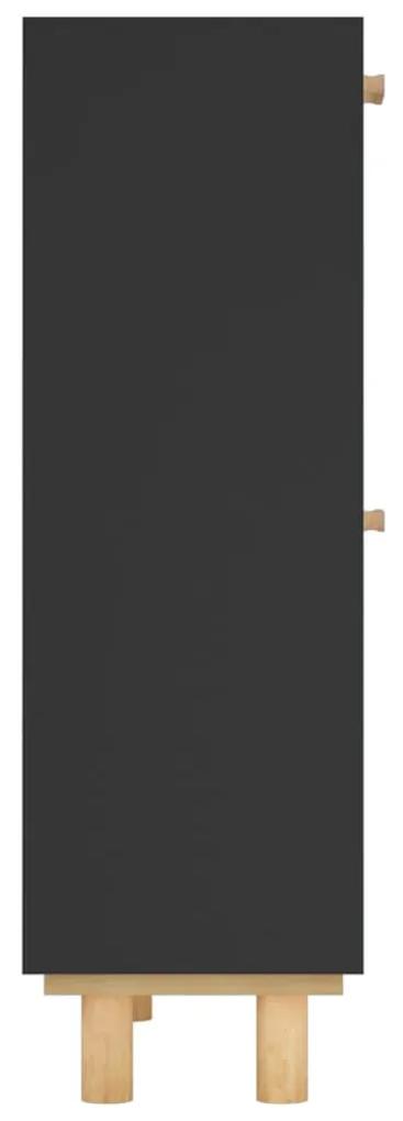 vidaXL Παπουτσοθήκη Μαύρη 52x25x80 εκ Επεξεργασμένο Ξύλο&Φυσικό Ρατάν