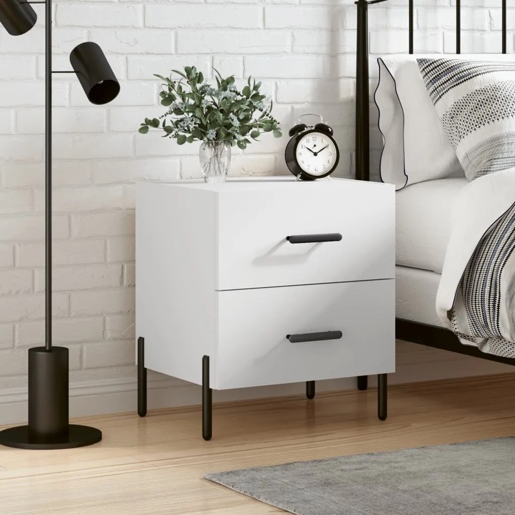 vidaXL Κομοδίνο Λευκό 40 x 35 x 47,5 εκ. από Επεξεργασμένο Ξύλο
