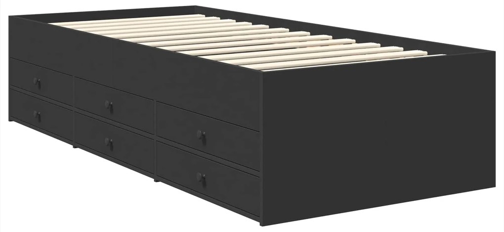 vidaXL Καναπές Κρεβάτι με συρτάρι Μαύρο 90 x 190 cm Επεξεργασμένο ξύλο