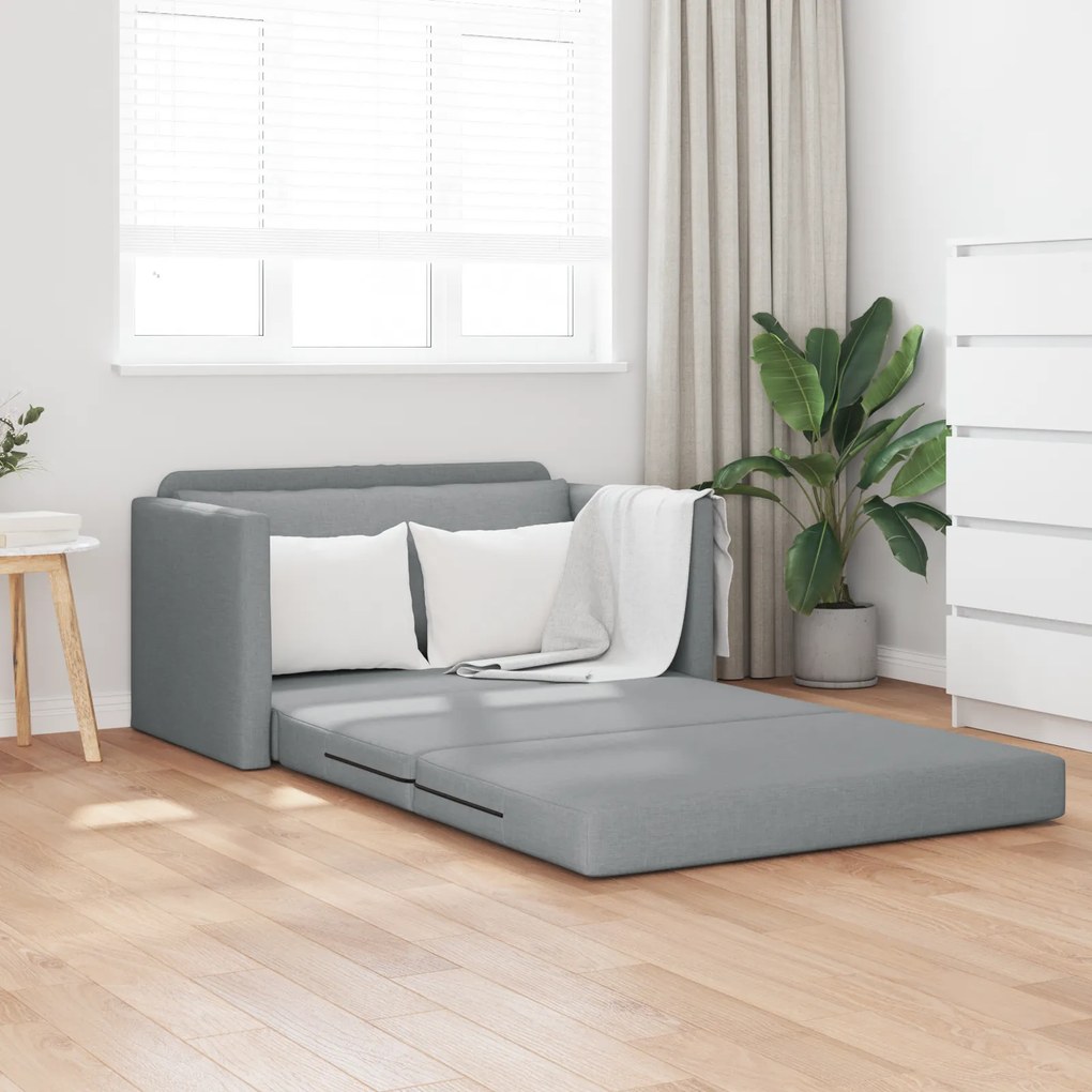vidaXL Καθιστικό Δαπέδου 2 σε 1 Ανοιχτό Γκρι 124x71x78 εκ Υφασμάτινο