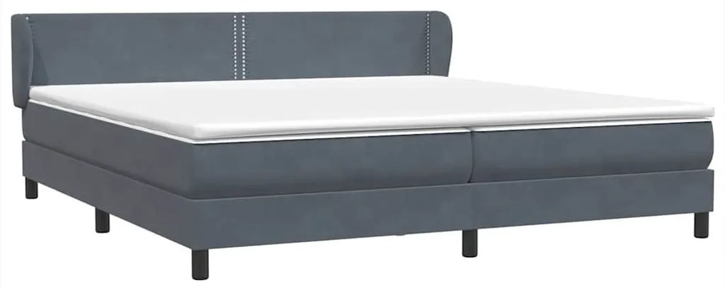 Box Spring Κρεβάτι με στρώματα Σκούρο γκρι 200x210 cm Βελούδινο - Γκρι