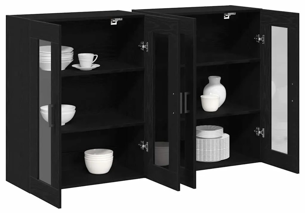 vidaXL Επιτοίχιο ντουλάπι 2 pcs Μαύρη δρυς 69.5 x 34 x 90 εκ.