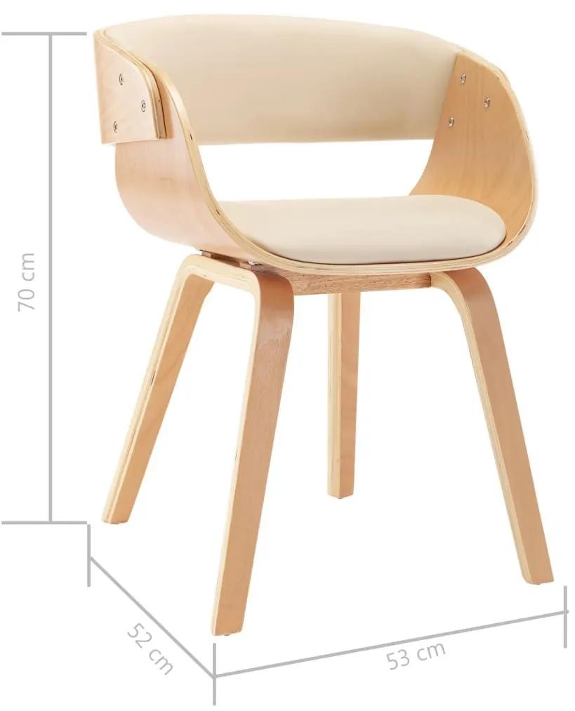Καρέκλες Τραπεζαρίας 4 τεμ. Κρεμ Λυγισμένο Ξύλο/Συνθετικό Δέρμα - Κρεμ