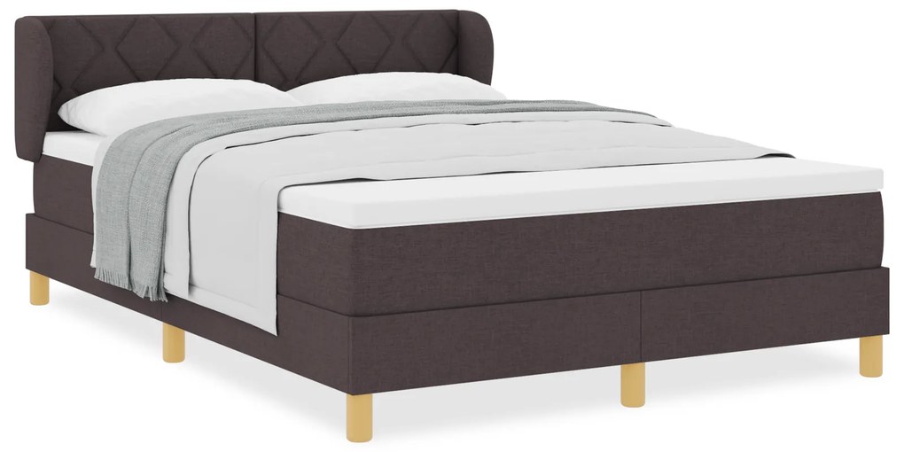 vidaXL Κρεβάτι με Στρώμα Σκούρο Καφέ 140x200 cm Υφάσματα