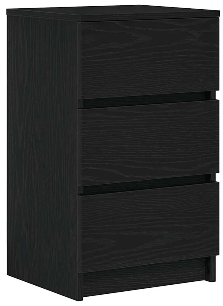 Κομοδίνα με 3 συρτάρια 2 τεμάχια Μαύρο 39x35x65 εκ. - Μαύρο