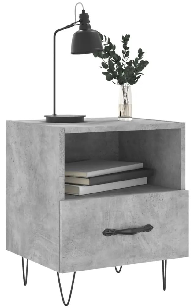 vidaXL Κομοδίνα 2 τεμ. Γκρι Σκυροδεμ. 40 x 35 x 47,5 εκ. Επεξεργ. Ξύλο