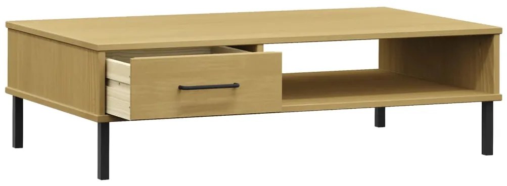 vidaXL Τραπεζάκι OSLO Καφέ από Μασίφ Ξύλο Πεύκου με Μεταλλικά Πόδια