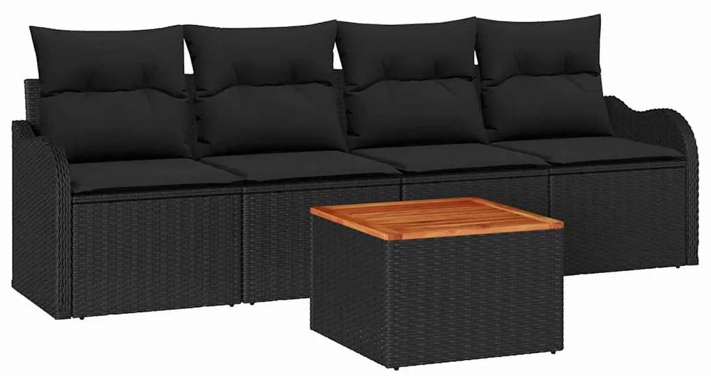 vidaXL Σετ Καναπέ Κήπου με μαξιλάρι 5 pcs Μαύρο συνθετικό ρατάν