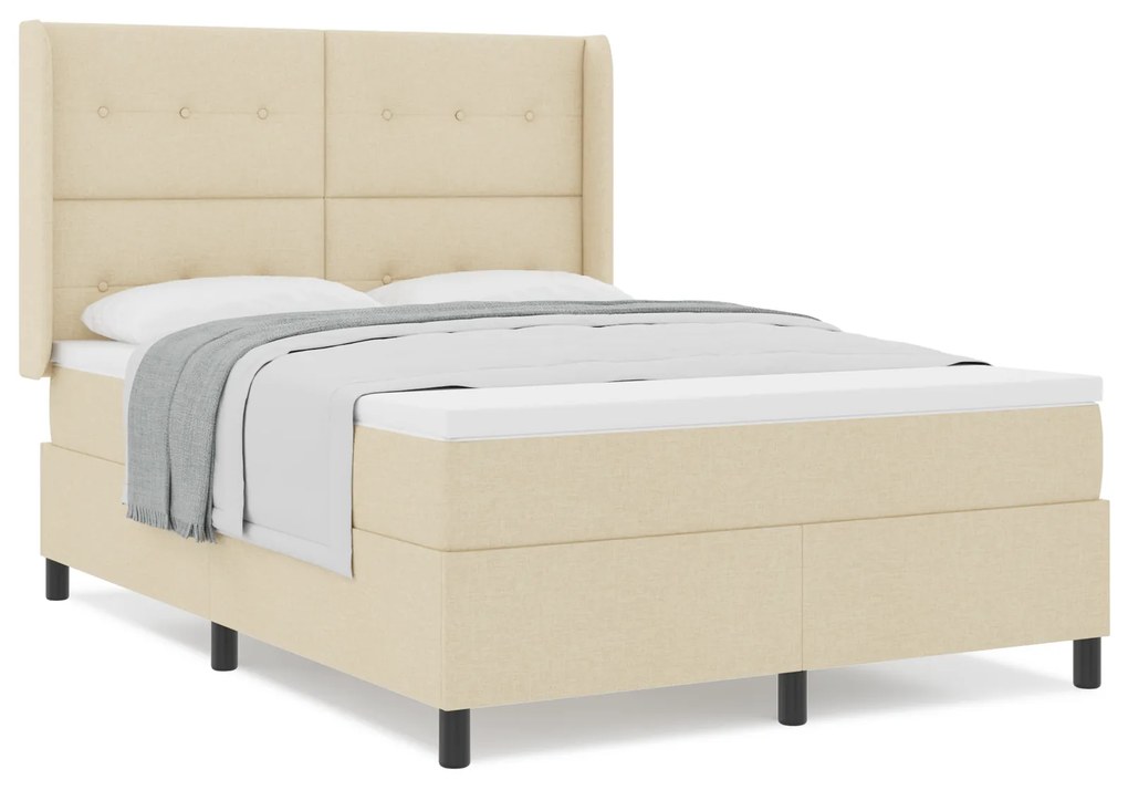 vidaXL Κρεβάτι με Στρώμα Cream 140x200 εκ Υφασμάτινο