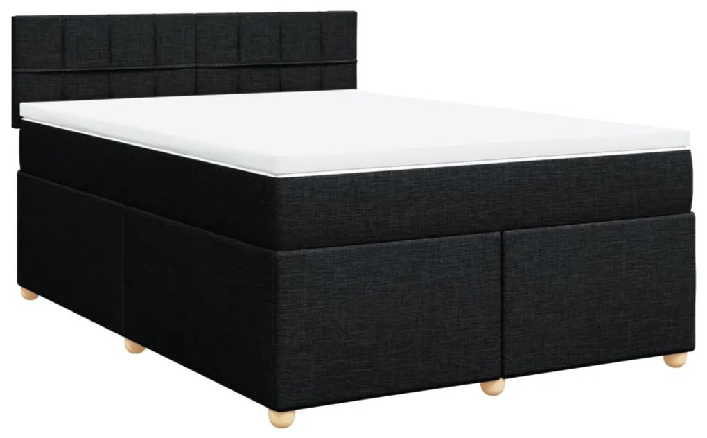 vidaXL Κρεβάτι Boxspring με Στρώμα Μαύρο 140x190 εκ. Υφασμάτινο