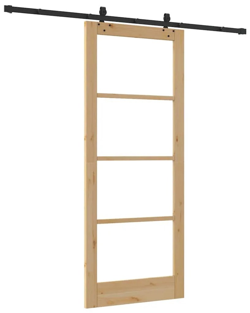 vidaXL Συρόμενη Πόρτα Χειροκίνητος Καφέ 86 x 211 cm Ξύλο και μέταλλο
