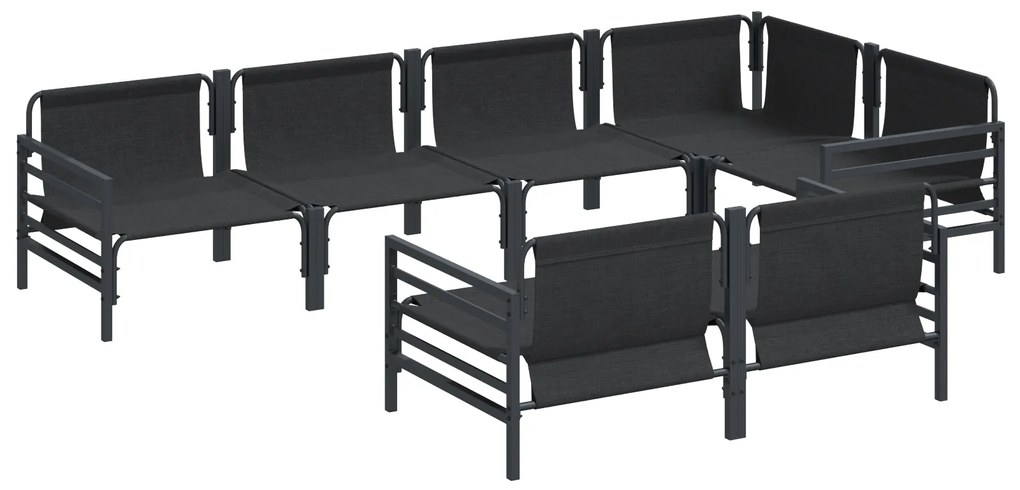 vidaXL Σετ Καναπέ Κήπου με μαξιλάρι 7 pcs Ανθρακί Ατσάλι & ύφασμα