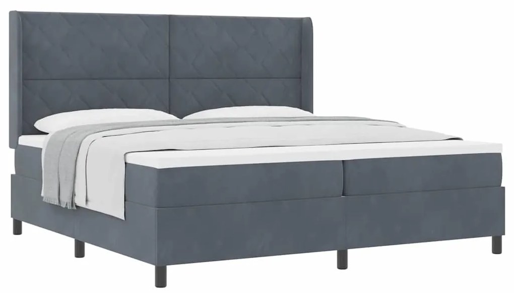 vidaXL Κρεβάτι με ελατήρια Σκούρο γκρι 200 x 200 cm Βελούδο
