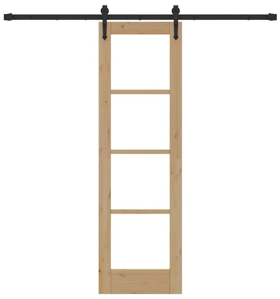 vidaXL Ολισθητή Πόρτα Καφέ 61 x 198.5 εκ. Ξύλο και μέταλλο