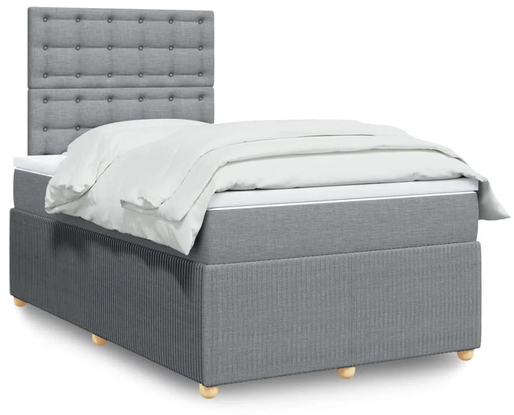 vidaXL Κρεβάτι Boxspring με Στρώμα Ανοιχτό Γκρι 120x190 εκ. Υφασμάτινο