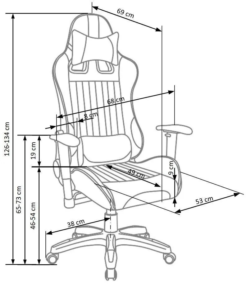 Καρέκλα gaming Houston 320, Μαύρο, Κόκκινο, 126x68x69cm, Με μπράτσα, Με ρόδες, Μηχανισμός καρέκλας: Κλίση