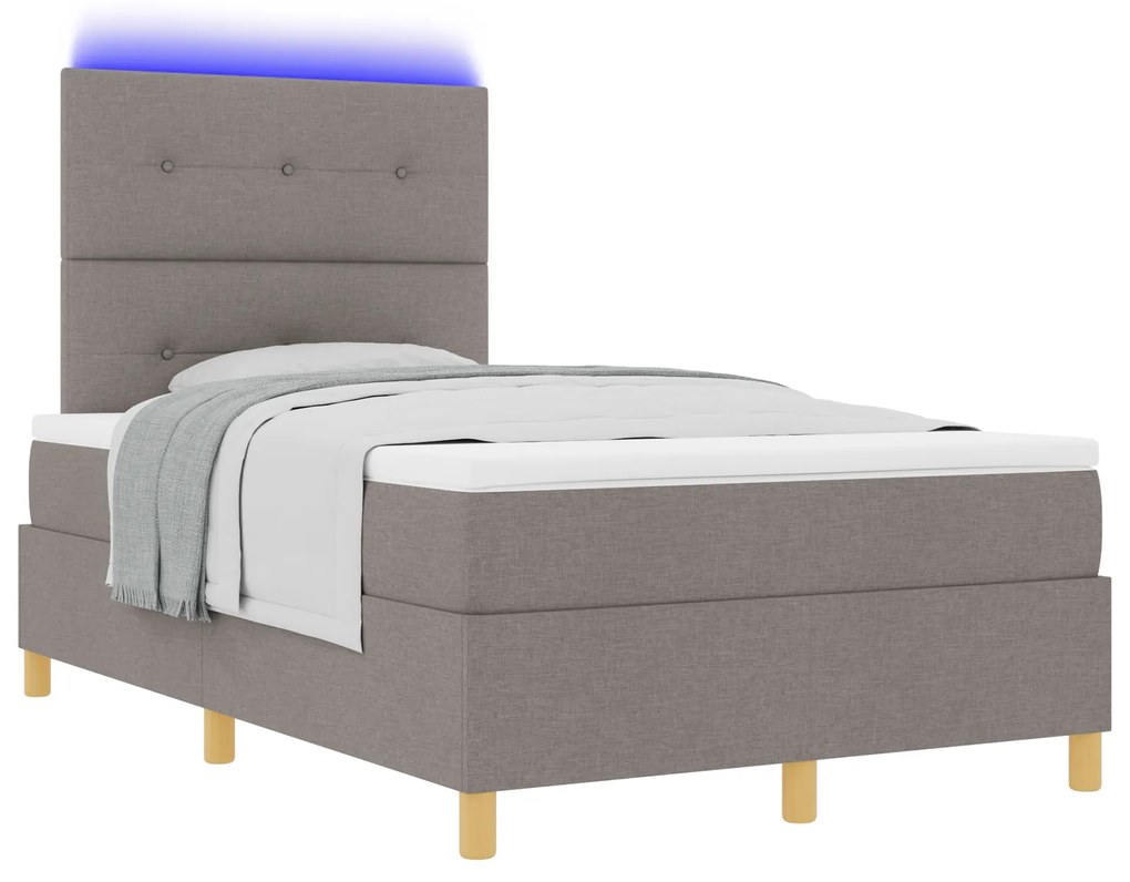 vidaXL Κρεβάτι με ελατήριο με στρώμα & LED Ταπί 120x190 εκ Ύφασμα