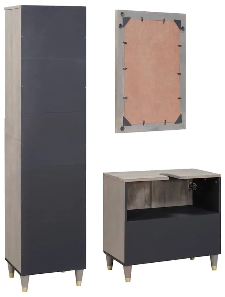 vidaXL Σετ Επίπλων Μπάνιου με συρτάρι 3 pcs Γκρι 62 x 33 x 58 εκ.