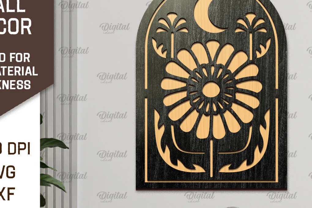 Intra απο ξύλο plywood 3mm-4mm πάχος Σχέδιο κοπής με λέιζερ διακόσμηση τοίχου Boho Δίασταση 30x20 cm INTRAFABR-103399197