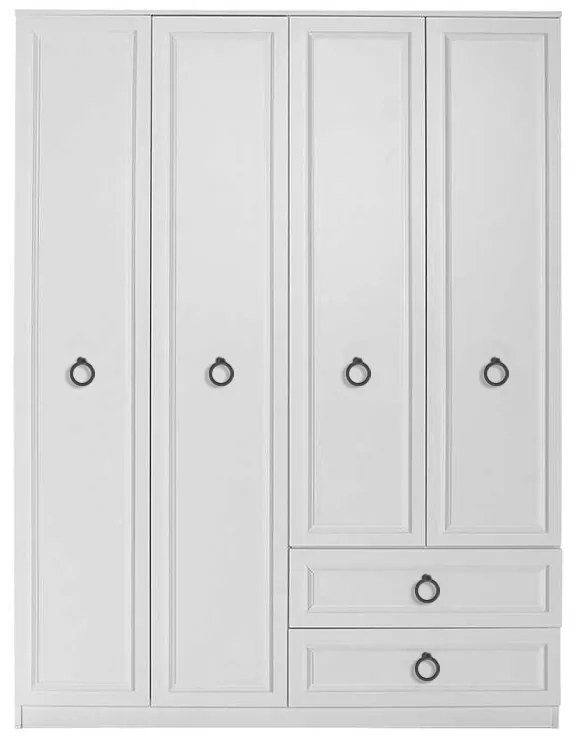 Ντουλάπα ρούχων Hampton Megapap τετράφυλλη χρώμα λευκό 140x52x185εκ.