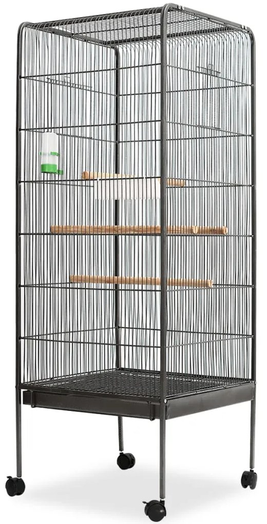 Κλουβί Πουλιών Μαύρο 54 x 54 x 146 εκ. Ατσάλινο