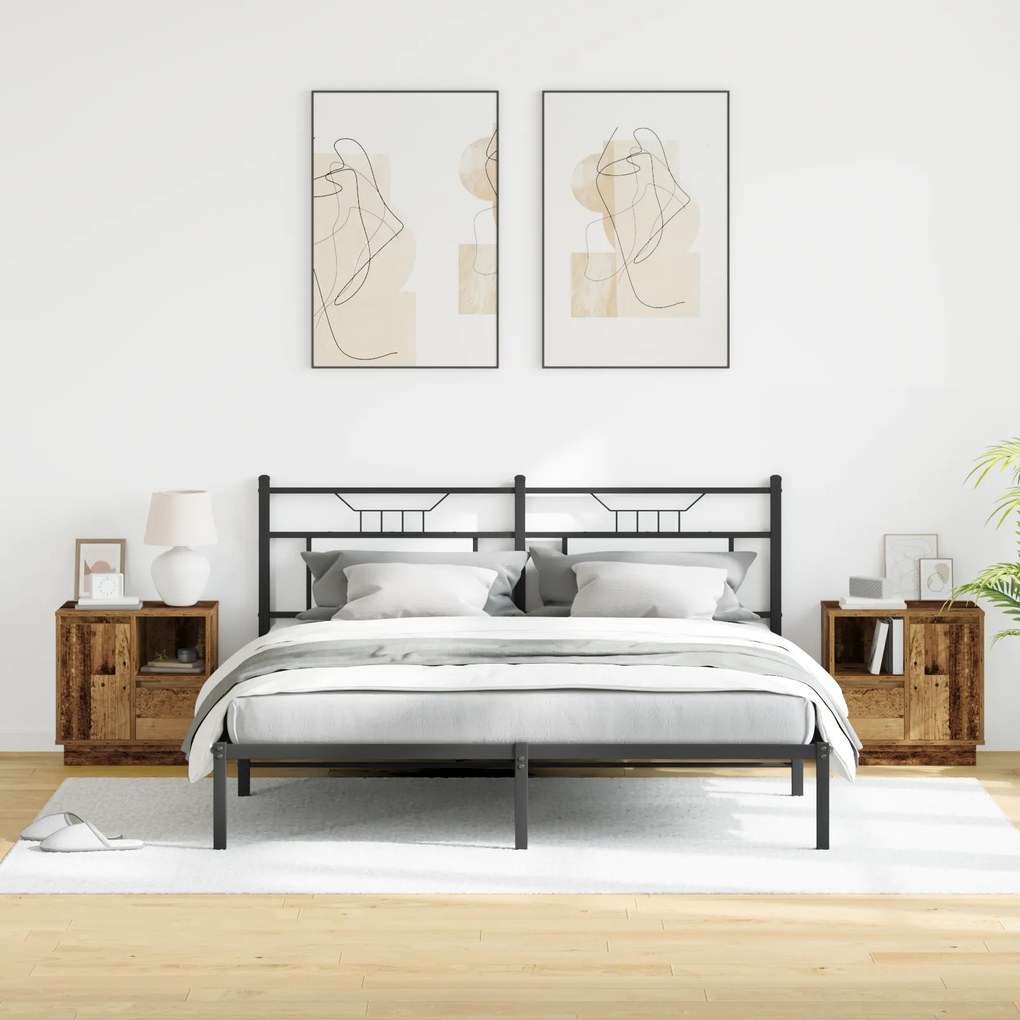 vidaXL κομοδίνα με LED 2 τεμάχια παλιού ξύλου 50x34,5x50 εκ.