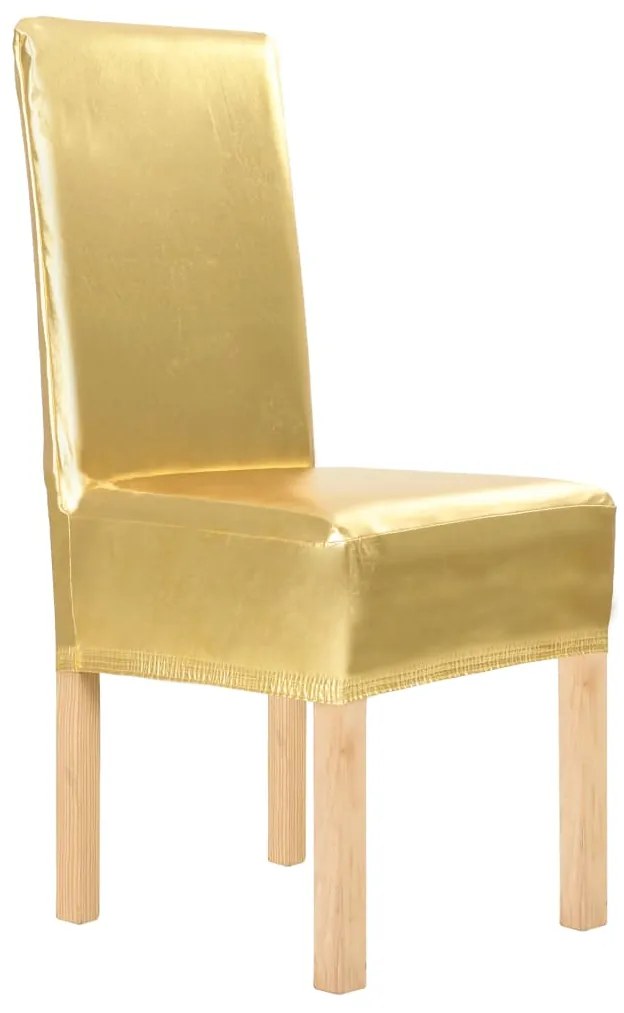 vidaXL Καλύμματα Καρέκλας Ελαστικά Ίσια 6 τεμ. Χρυσά