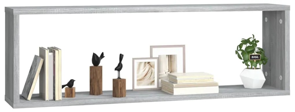 vidaXL Ραφιέρες Τοίχου Κύβος 4 τεμ Γκρι Sonoma 80x15x26,5 εκ. Επ. Ξύλο