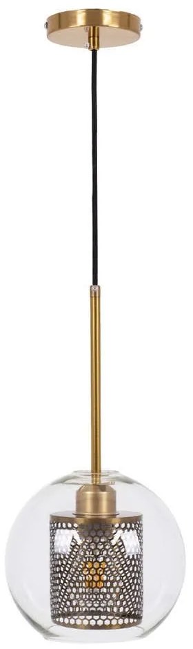 Φωτιστικό Οροφής Avery 00739 1xΕ27 Με Πλέγμα Φ18x38cm Clear-Gold GloboStar
