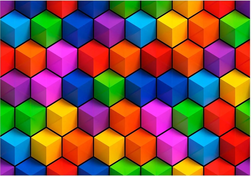 Αυτοκόλλητη φωτοταπετσαρία - Colorful Geometric Boxes - 147x105