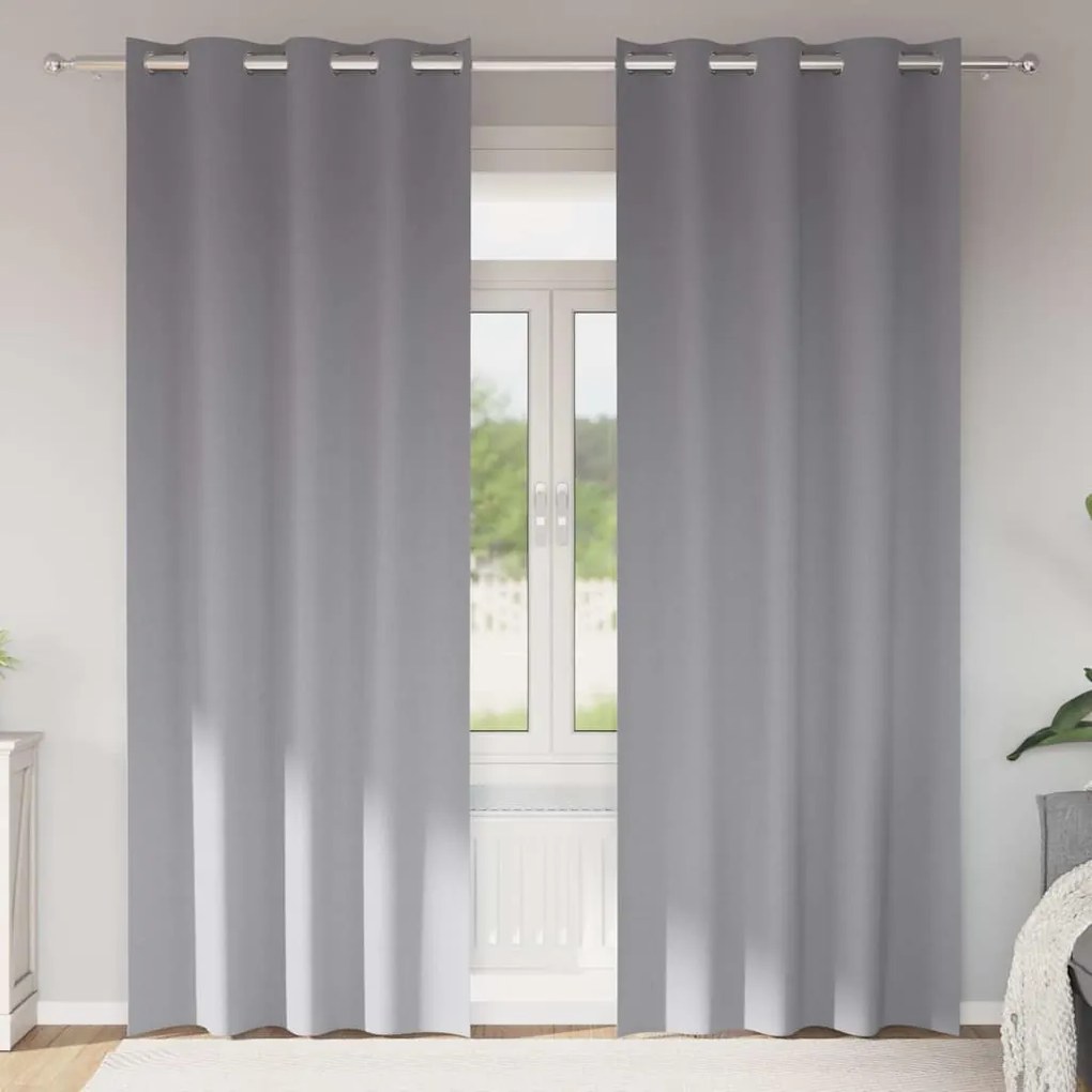 vidaXL Κουρτίνες 2 pcs Ανοιχτό γκρι 245 x 140 εκ. Πολυεστέρας
