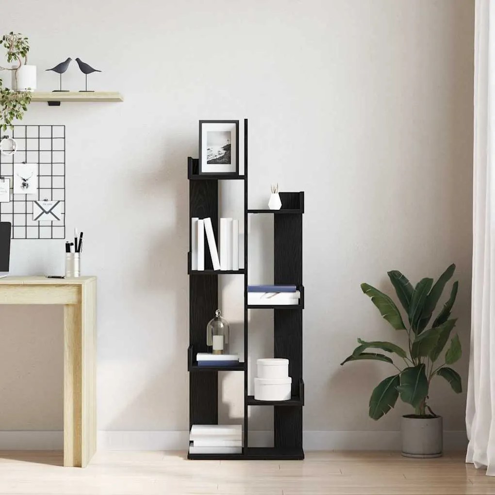 vidaXL Βιβλιοθήκη Μαύρη δρυς 48 x 25.5 x 140 εκ Επεξεργασμένο ξύλο