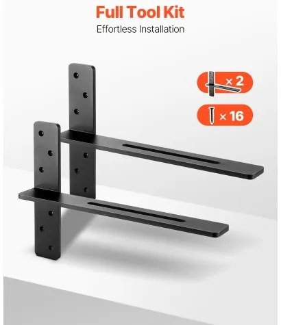 VEVOR 2 Pcs Shelf Brackets 18 inch / 457.2 mm Heavy Duty Floating Shelf Brackets