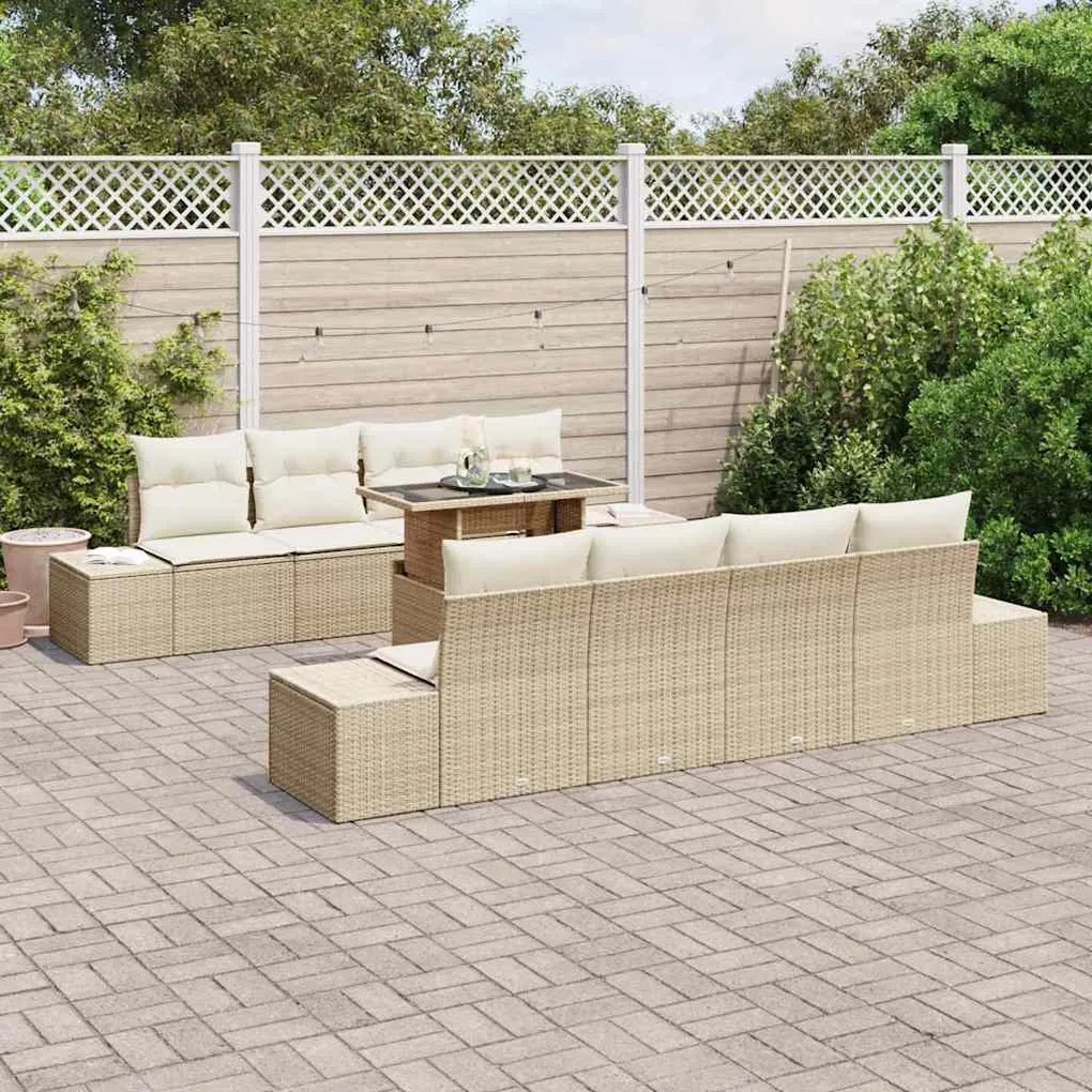 vidaXL Σετ Καναπέ Κήπου 7 pcs μπεζ και κρεμ 100 x 55 x 73 εκ