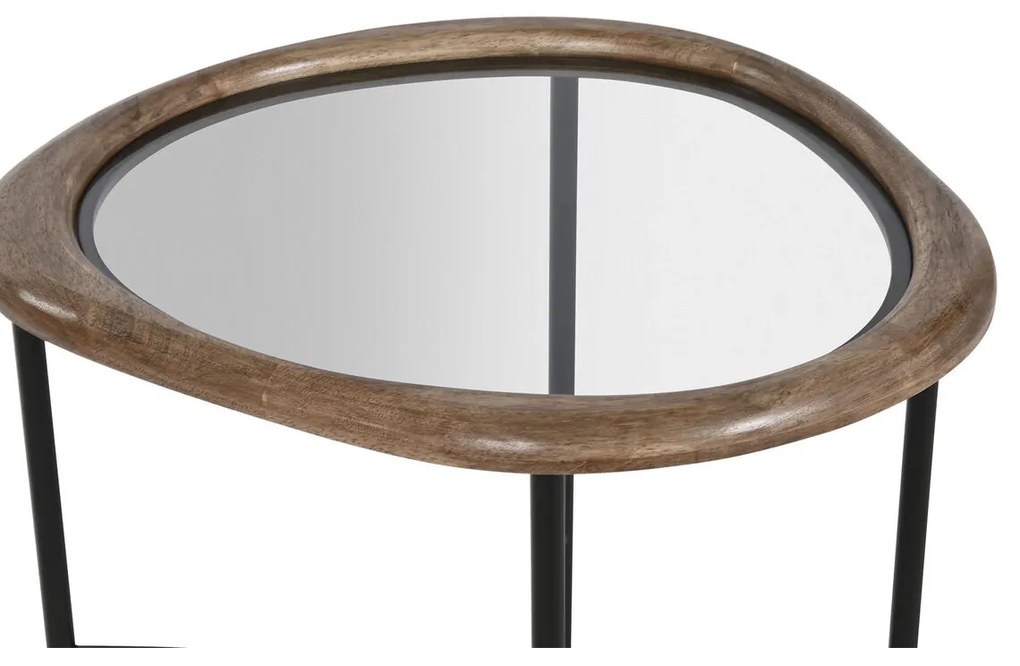 Τραπεζάκι Καφέ Home ESPRIT Καφέ Μαύρο Φυσικό Κρυστάλλινο ξύλο ελάτου 61 x 50 x 53 cm