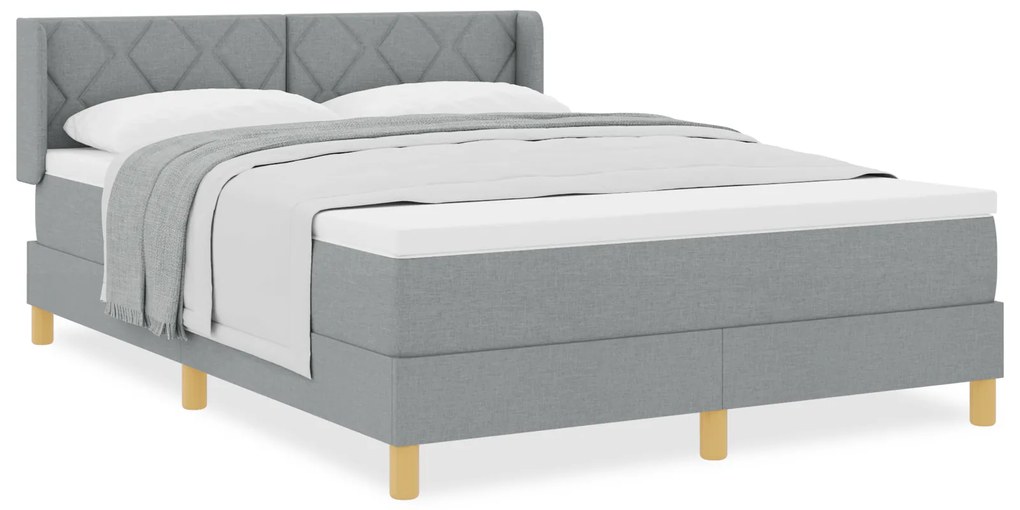 vidaXL Κρεβάτι Box Spring με στρώμα σε ανοιχτό γκρι, 140 x 200 cm, από ύφασμα.