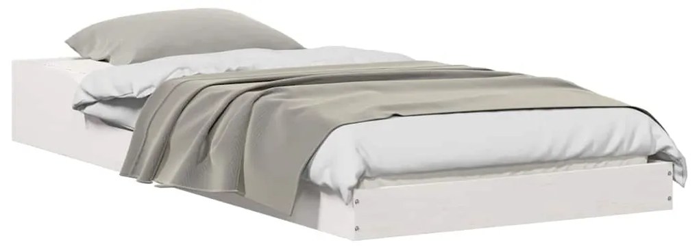 vidaXL Σκελετός Κρεβατιού Λευκό 90 x 210 cm Μασίφ ξύλο πεύκου