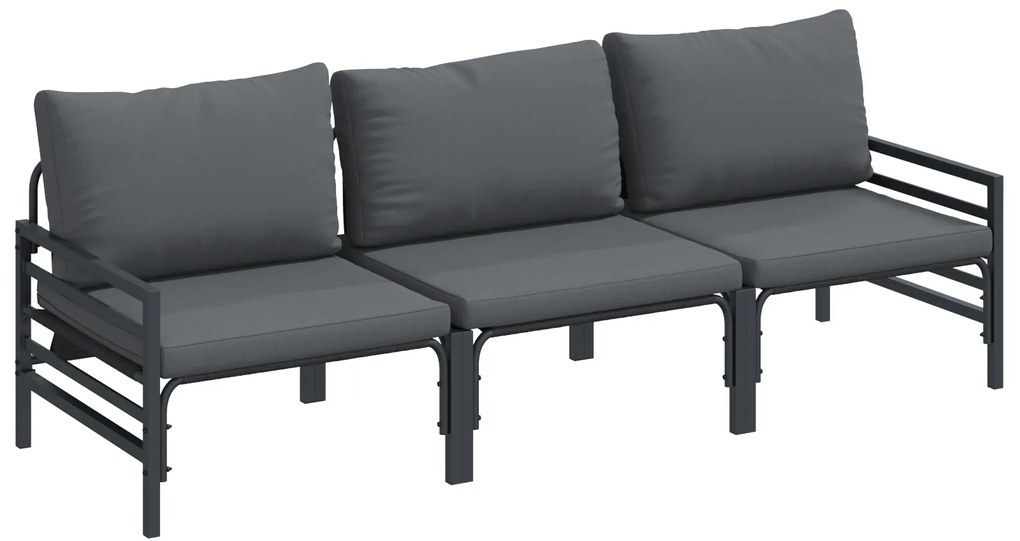 vidaXL Σετ Καναπέ Κήπου 3 pcs Ανθρακί Ατσάλι