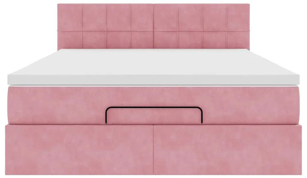 vidaXL Οθωμανικό κρεβάτι με στρώμα ροζ 140x200cm Βελούδο