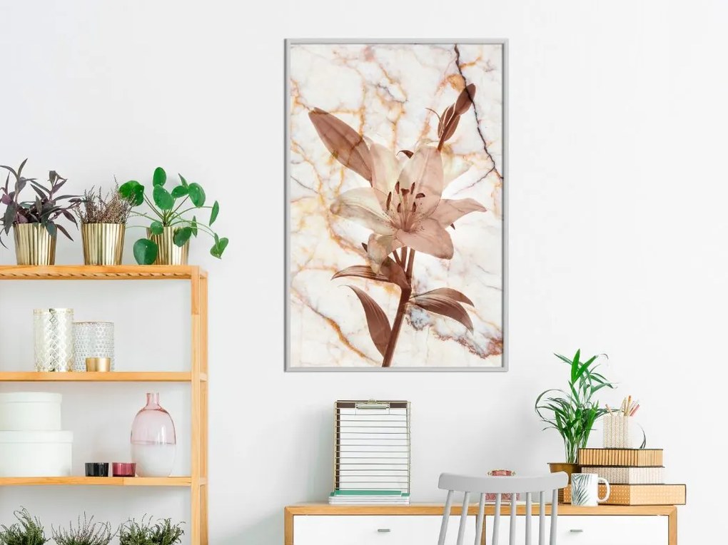 Αφίσα - Lily on Marble Background - 20x30 - Χρυσό - Χωρίς πασπαρτού