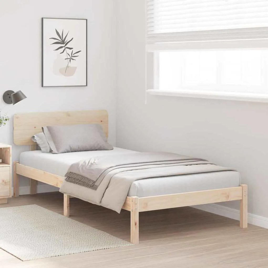 vidaXL Σκελετός Κρεβατιού Φυσικό 75 x 190 cm Μασίφ ξύλο πεύκου