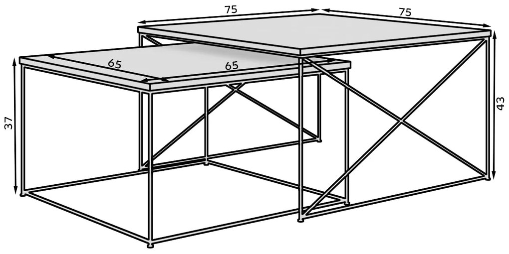 Σετ τραπεζάκια σαλονιού Cilo-Leuko-Mauro