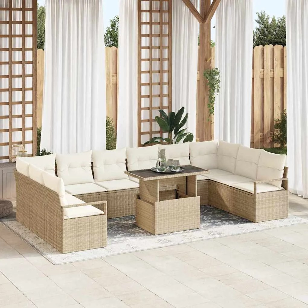 vidaXL Σετ Καναπέ Κήπου 11 pcs μπεζ και κρεμ 100 x 55 x 73 εκ